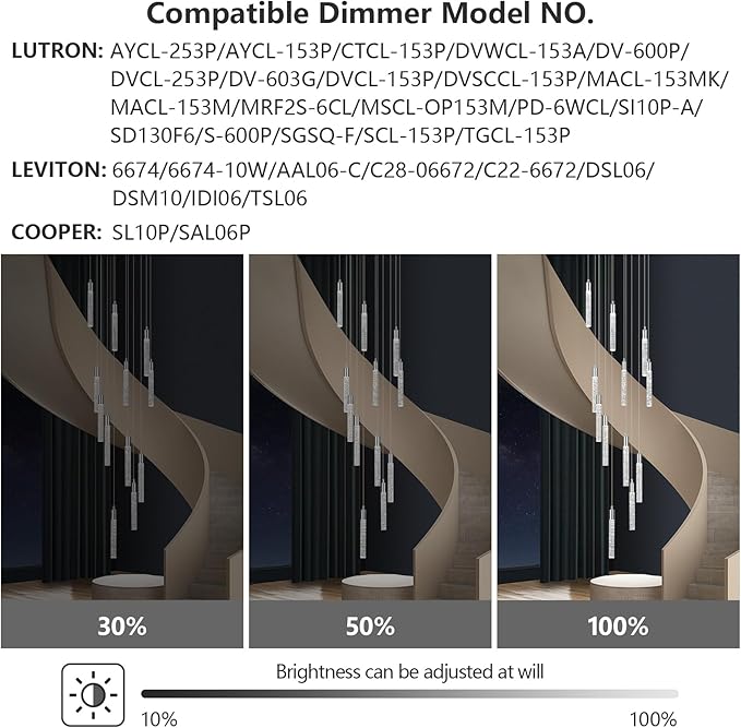 12 Light Living Room Chandelier Chrome Crystal Pendant Lights LED Dimmable 72W 6000K Staircase Large Chandelier Lobby Living Room Foyer High Ceiling Chandeliers