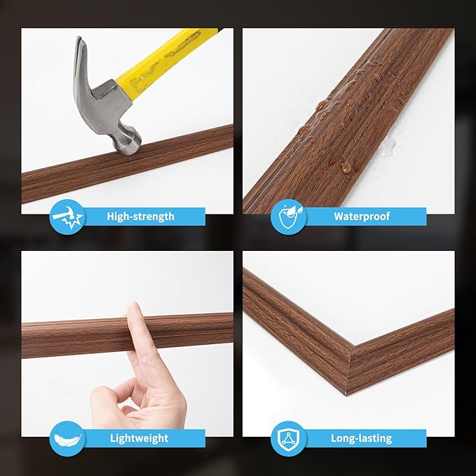 Art3d Pre-Cut Wall Molding Set of 6 pcs, Ready-to-Assemble Wainscoting Panels for Interior Wall Décor Living Room Bedroom Accent Wall - Installed with Glue, 3 Top 3 Bottom, Walnut