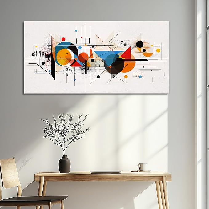 KELIYUAN Framed Wall Art For Living Room Canvas Wall Decor For Bedroom Room Modern Home Decorations Abstract Geometric Color Line Painting Wall Pictures Artwork Bathroom Ready to Hang Mural 20"x40"