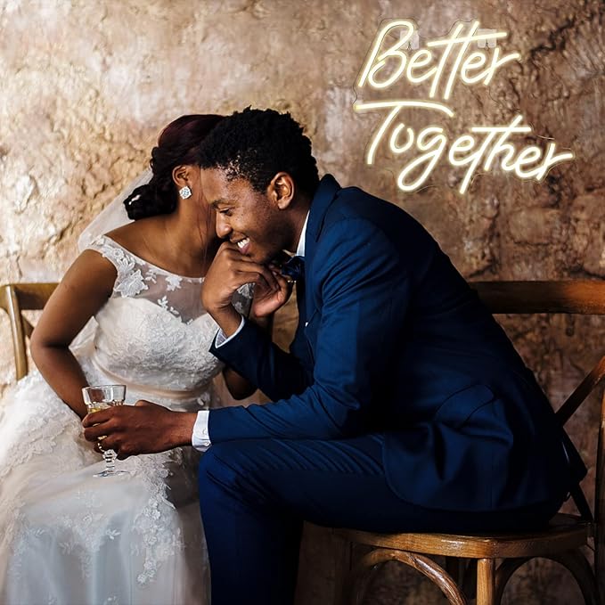 Looklight Better Together Neon Sign,Neon Light for Wall Decor,Wedding Neon Sign,Warm White Led Neon Light USB Letters Neon Signs Led Signs for Wedding,Engagement Party,Birthday