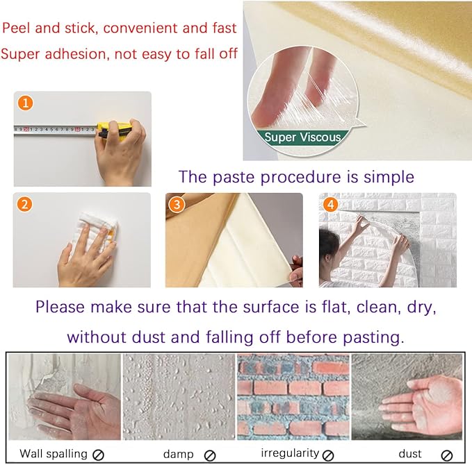 30PCS 3D Wall Panels Peel and Stick Faux Brick Wallpaper Pink Self Adhesive Foam Brick Paneling Faux Stone Wall Panels (30PCS, Pink)