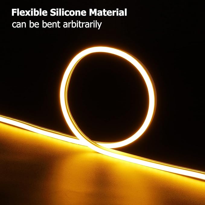 Neon Rope Lights, 16.4ft Rope Lights with Dimmable Remote and Adapter, Waterproof Flexible Smart Led Strip Lights for Bedroom, Super Bright, DIY Neon Sign, Indoors Outdoors Wall Decor, Yellow