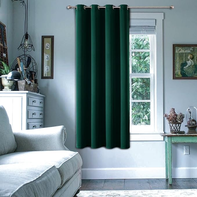 ChrisDowa Grommet Blackout Curtains for Bedroom - Thermal Insulated Room Darkening Curtains for Living Room (1 Panel Set, Forest Green,52W x 63L)