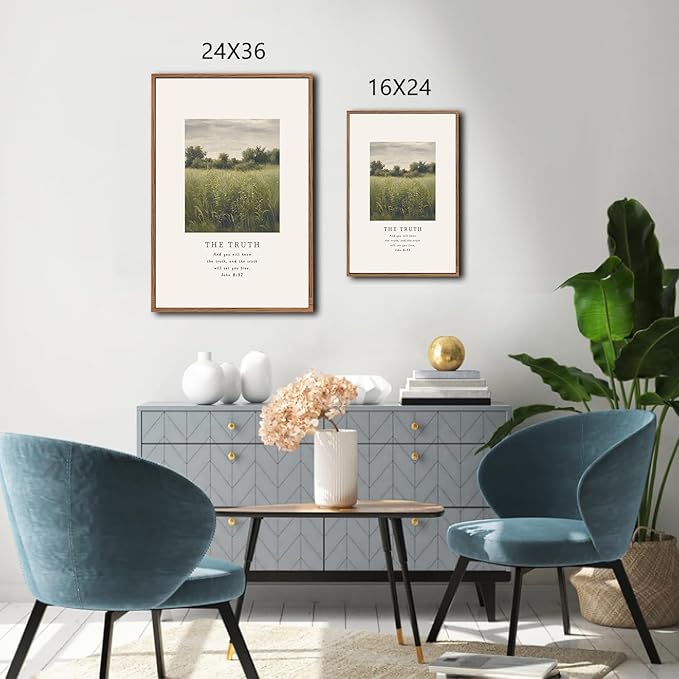 CHDITB Christian Path Framed Canvas Wall Art Set, Biblical Verses Wall Decor, Scripture Spiritual Wall Painting, Vintage The Way The Truth The Life Art Prints for Church Zen Room Office 24"x36"x3