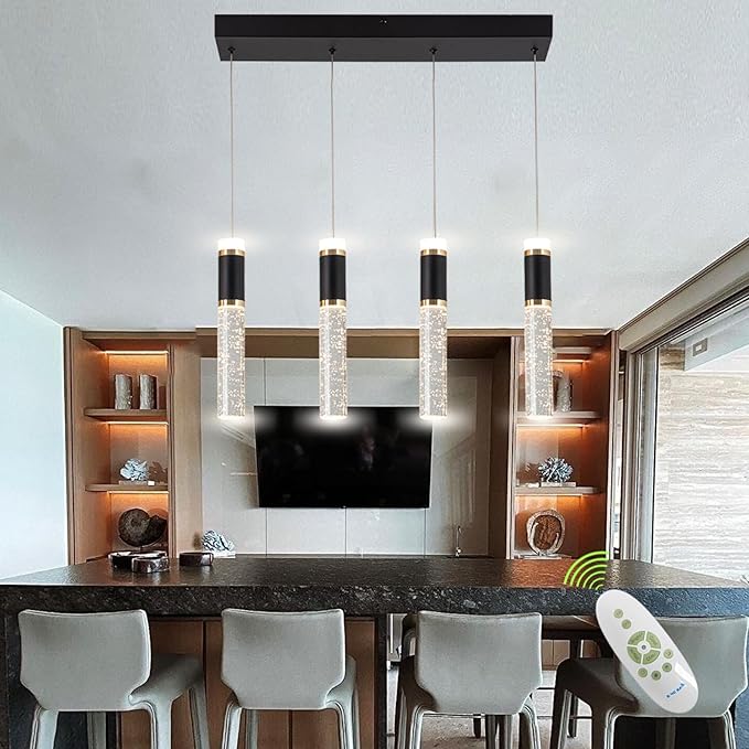 4-Light Modern LED Chandelier,Dimmable Hanging LED Pendant Light for Kitchen Dining Room Bedroom Kitchen Island Cafe