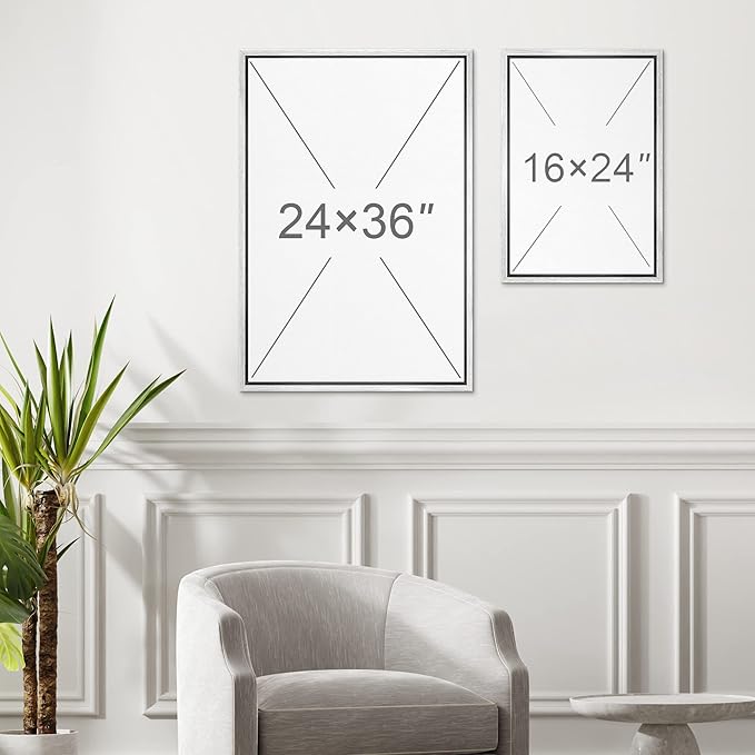 MUDECOR Framed Canvas Print Wall Art Abstract Prints Minimalist Modern Art Neutral Home Decor for Bedroom - 24"x36"x3 White