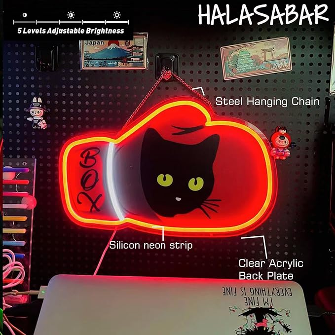 Boxing Set Neon Light LED USB 5V Boxing Set Neon Light Styling Strange Vibrant Feeling With Cute Patterns Suitable for Bedroom Living Room Restaurant Bar Club Party Decoration Gift Business Shop