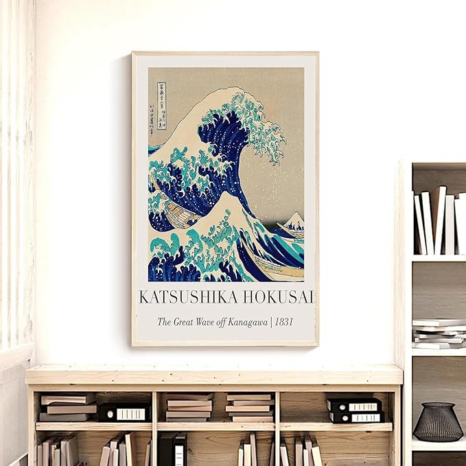OZCONO Hokusai Great Wave Art Print, The Great Wave off Kanagawa 1831, Gallery Quality UV-Resistant, Unframed Japanese Wall Art (36L x 24W)