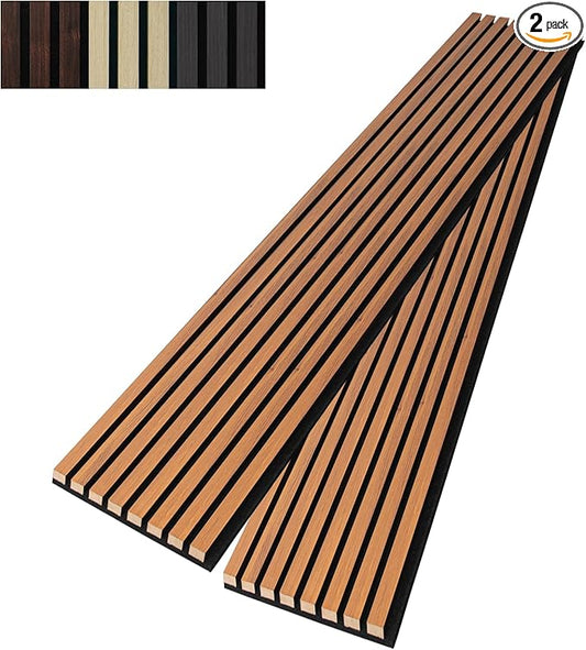 Art3dwallpanels Wood Slat Wall Panel, 108'' x 13'' Wood Panels for Wall 2 Pack 3D Soundproof Wall Panels, Large Acoustic Panels for Interior Ceiling and Wall Decor Noise Reduction,Red Oak