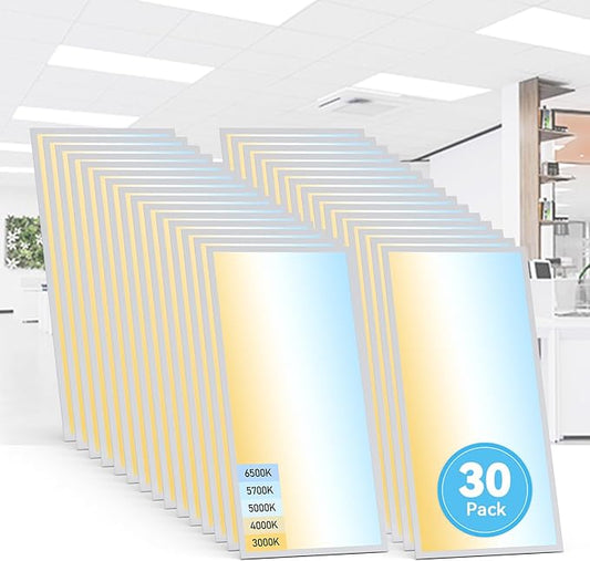 AIKVSXER 30 Pack 2x4 LED Flat Panel Light - Selectable 5 CCT 3000K-6500K & 5 Wattage 30-70W 7700Lm 0-10V Dimmable 2x4 led Drop Ceiling Lights 120-277V for Commercial and Home