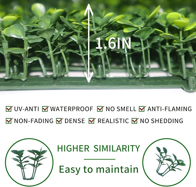 Artificial Grass Wall Panels Backdrop,10"x 10"(12Pcs) Faux Boxwood Panels for Outdoor Indoor Green Wall Decor,Party Wedding Garden Fence Decorations