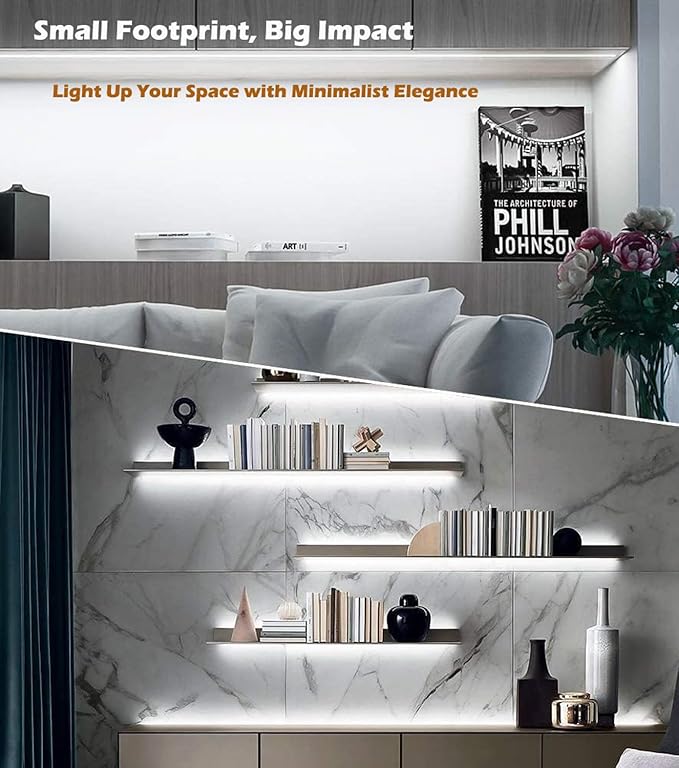 Cefrank Under Cabinet Lighting, 8pcs 12" V-Shape Linkable LED Light Bars for Kitchen Cabinet, Showcase Display, Shelf - 16Watt 1600Lumens - Pure White (6000K)