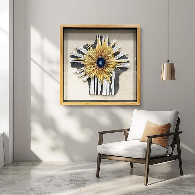 LIUZEYUE - Handmade paper art, artificial gemstone piece 3D mural living room modern wall decoration 31.5"x31.5"