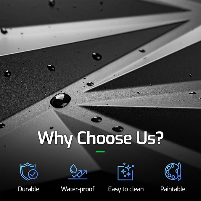 3D Wall Panels for Interior Wall Decor, 16 pcs PVC Wall Panels, 11.8''x11.8'' Decorative Accent Wall Panels for Game Rooms, TV Walls Background, Living Rooms, Decorative Wall Panels, Black