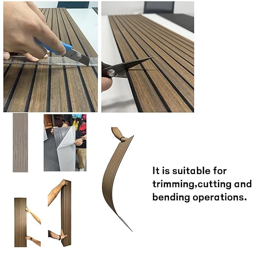 Modern Wood Slat Wall Panels, Peel and Stick, Decorative Wall Covering, Natural Wood Finish (Dark Walnut)