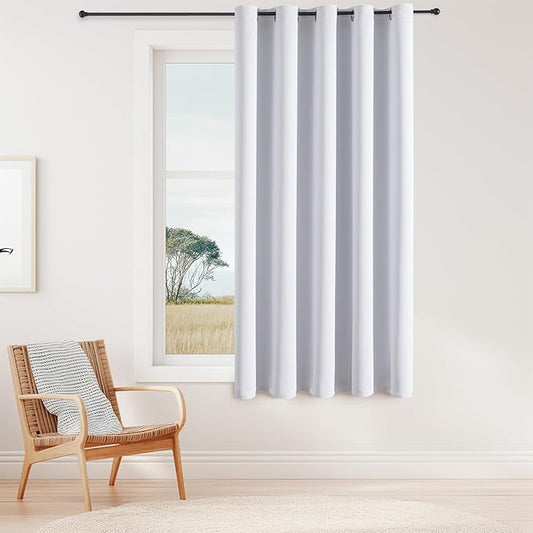 ChrisDowa Blackout Curtains 70 inches Wide for Bedroom - Extra Wide Grommet Thermal Insulated Room Darkening Curtains for Living Room (1 Panel, Greyish White, 70 x 63 Inch)