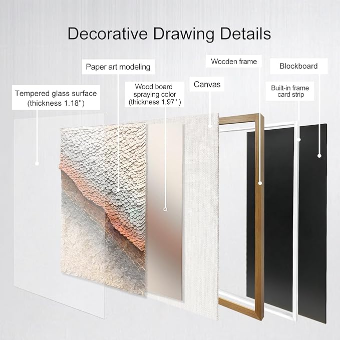 BrightA 3D Paper White Wall Art Abstract Wall Art Framed Artwork for Walls Frame Large Artwork for Living Room Office 27.5"x39.4"