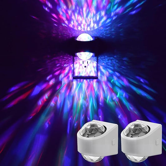 L LOHAS LED Projector Night Light,2 Pack Plug in Night Light with Light Sensor,Multi-Color Nightight for Kids Playroom Christmas Party Gift