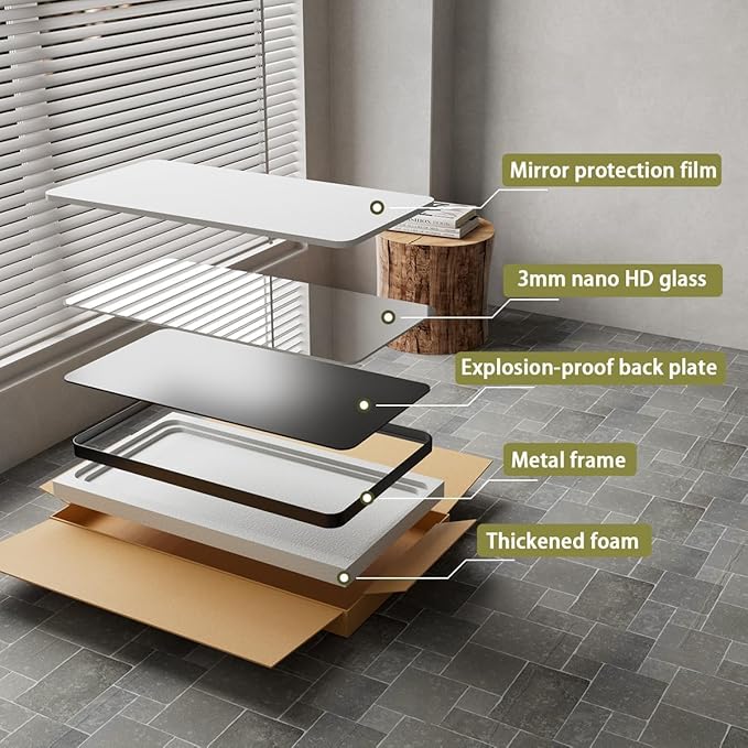 Koonmi Black Bathroom Mirror for Wall, 22x30 Inch Matte Metal Deep Framed Rounded Corner Wall Mirror, Shatterproof Tempered Glass for Farmhouse Bedroom Entryway, Vertically or Horizontally