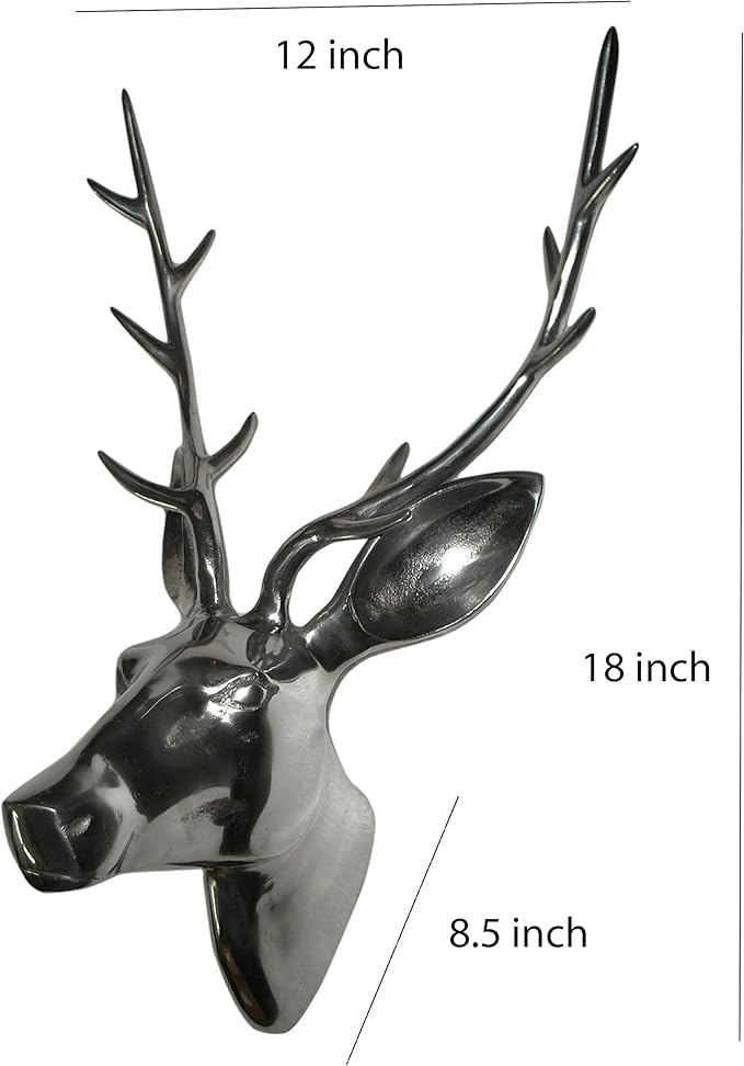 Large Deer Head Metal Wall Mount Sculpture Skull Deer Head Sculpture Unique Figurine Statue Wall Mount A Excellent Item For Home | Office | Restaurant Decorations