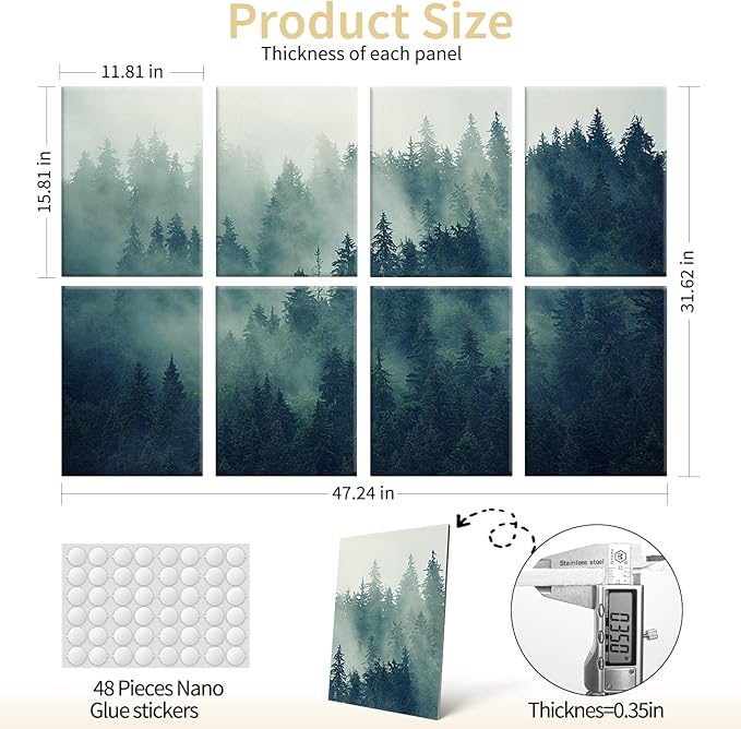 Art3d Soundproof Wall Panels 48"x32", 8-Pack Acoustic Wall Art Panels, Sound Absorbing Decorative Wall Panels for Living Room, Bedroom, Kitchen, Studio, Polyester UV Print