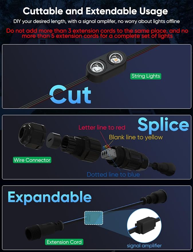 APPECK Permanent Outdoor Lights Pro 200ft, 144W RGBCW Eaves Lights with 144 LED Lights, 80lm, Cuttable, 111 Scene Modes, IP67 Waterproof Lighting for Halloween Decoration, Work with Alexa, Black