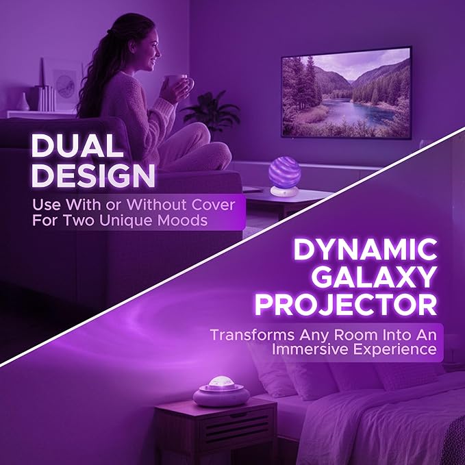 Ocean Wave Projector Light – Galaxy Night Light Projector for Bedroom, LED Sphere Mood Light with 15 Colors, Touch Control & 360° Ambient Glow for Room/Bedroom Decor & Teen/Kids