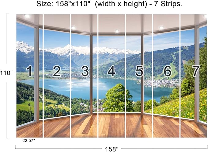 Clouar-3d Window View Bedroom Living Room Mural Wallpaper 158" x 110"(Not Self-Adhesive)