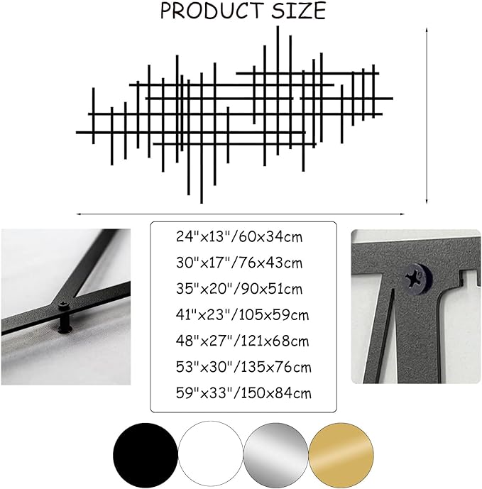 Jogwenu Geometric Line Metal Wall Art, Minimalist Geometric Metal Wall Decor, Line Wall Hanging, Modern Luxury Wall Decor, Abstract Wall Decorations (Gold, 35"x20"/90x51cm)