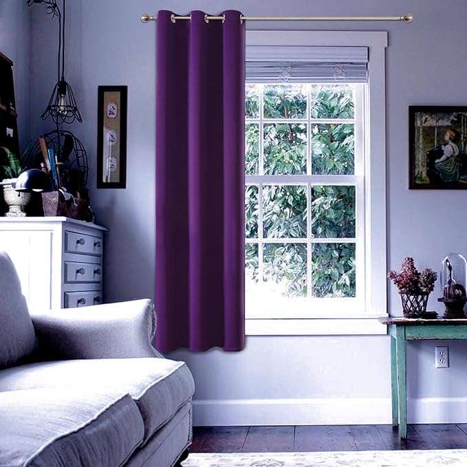 ChrisDowa Grommet Blackout Curtains for Bedroom - Thermal Insulated Room Darkening Curtains for Living Room (1 Panel Set, Royal Purple, 42W x 63L)