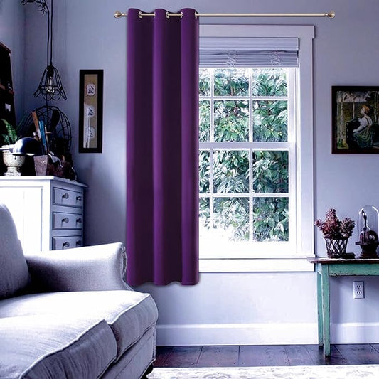 ChrisDowa Grommet Blackout Curtains for Bedroom - Thermal Insulated Room Darkening Curtains for Living Room (1 Panel Set, Royal Purple, 42W x 63L)