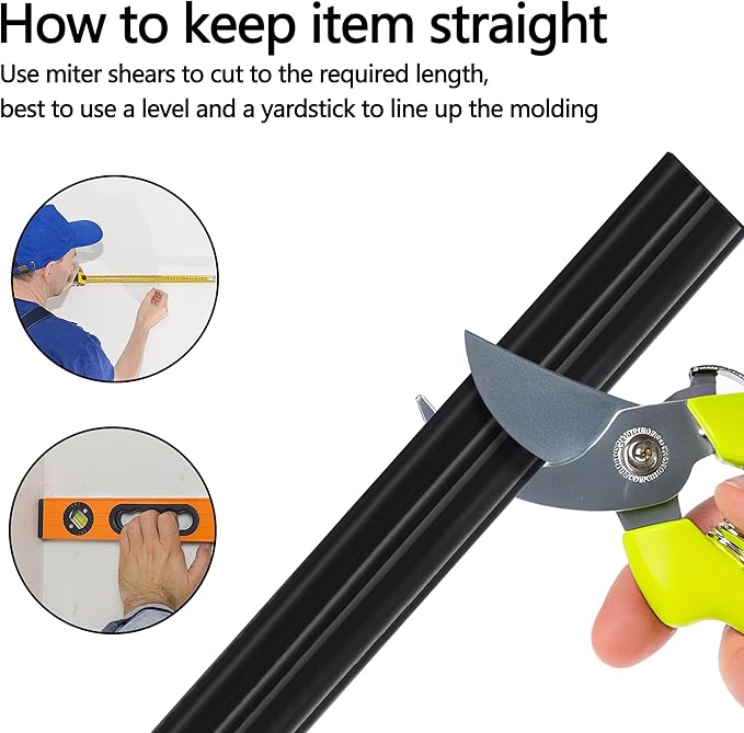 moonoom 20 Ft x 1.6'' Wall Decoration Molding Trim, Black Self-Adhesive 3D Chair Rail Panel Molding, Flexible DIY Wall Trim for Mirror, Window Frame and Home Decoration