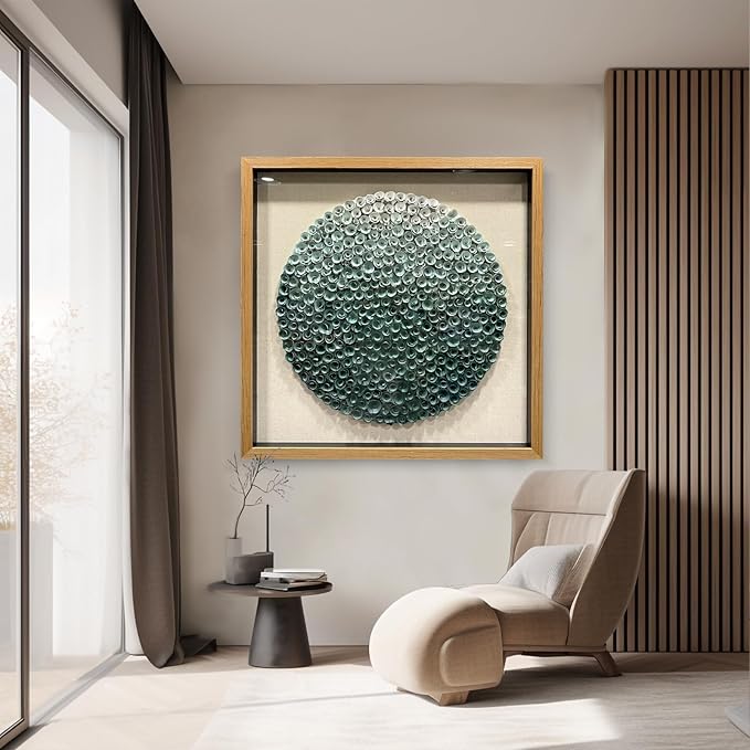 LIUZEYUE - Modern Abstract Wall Art Living Room Handmade Wood Flower 3D Wall Decoration Entrance Wall Decoration Green 31.5"x31.5"