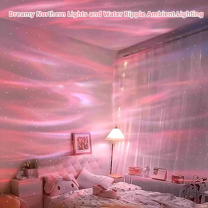 2 in 1 Galaxy Light,16 Color Northern Lights Projector,Ocean Wave Projector Sunset Lamp with Remote Control,USB Recharge Aurora Night Light Projector for Bedroom Home Decor Kids Girl Gift(Aurora&Wave)