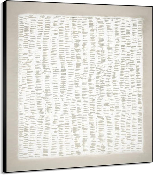 72"x72" XL Framed Wall Art - Neutral Abstract Line Design Art (Frame Assembly Required)