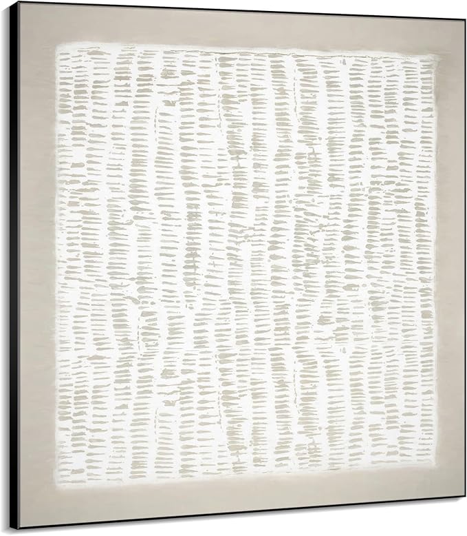 60"x60" XL Framed Wall Art - Neutral Abstract Line Design Art (Frame Assembly Required)