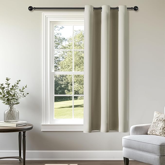ChrisDowa Grommet Blackout Curtains for Bedroom - Thermal Insulated Room Darkening Curtains for Living Room (1 Panel Set, Beige,42W x 63L)
