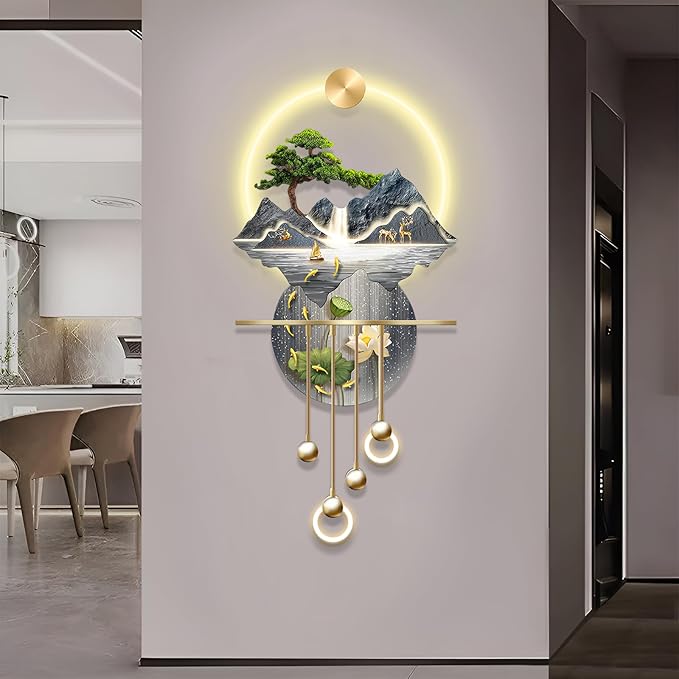 LED Light Decor Wall Art, 3D Art Wall Decor with Light, Decors Walls Sculptures Large 3D Art, Decors Walls Sculptures Lighting Modern, Plug-in Power Supply, Blue C, 23x53IN