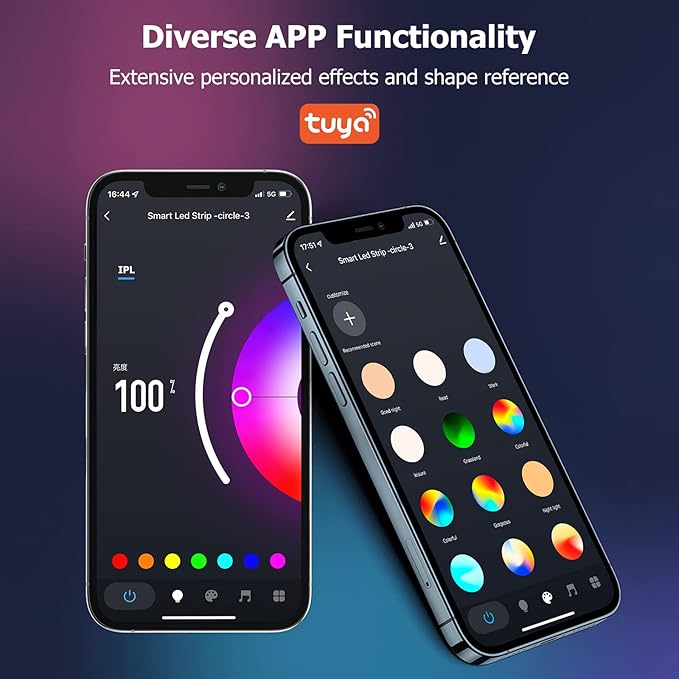 16.4ft WiFi RGB Rope Lights with Music Sync, Waterproof Flexible Dimmable Smart LED Strip Lights for Bedroom with Remote and Adapter, Compatible with Alexa, Indoor Outdoor Decor