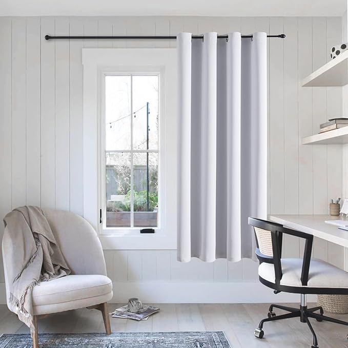 ChrisDowa Grommet Blackout Curtains for Bedroom - Thermal Insulated Room Darkening Curtains for Living Room (1 Panel Set, Greyish White, 52W x 45L)