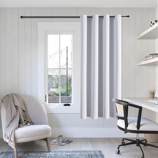 ChrisDowa Grommet Blackout Curtains for Bedroom - Thermal Insulated Room Darkening Curtains for Living Room (1 Panel Set, Greyish White, 52W x 63L)