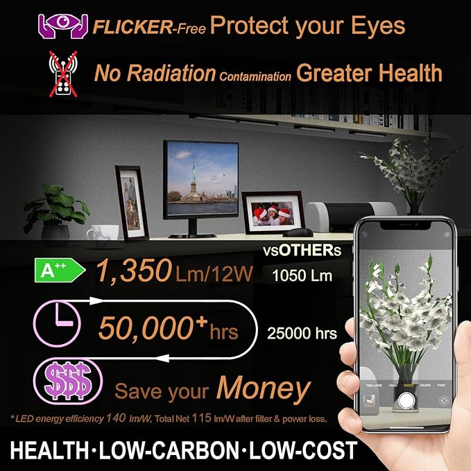 LED under cabinet lights Built-in 45cm/18" Adjustable Cable as Long as you Want Mid Input Jack easy access to power at the location closest to the plug 3Pcs 1350Lm 4500K Super Bright for Pantry Garage