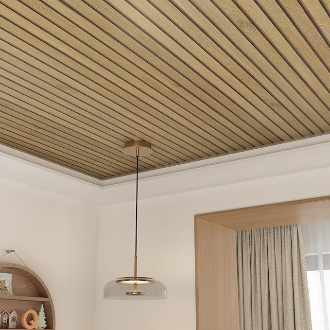 Livelynine Slats Wood Wallpaper Peel and Stick Removable Natural Wood Contact Paper Peel & Stick Accent Wall Vinyl Beadboard Paneling Faux Wood Slat Wall Panel Wallpaper for Bedroom Bathroom 15.8x78.8