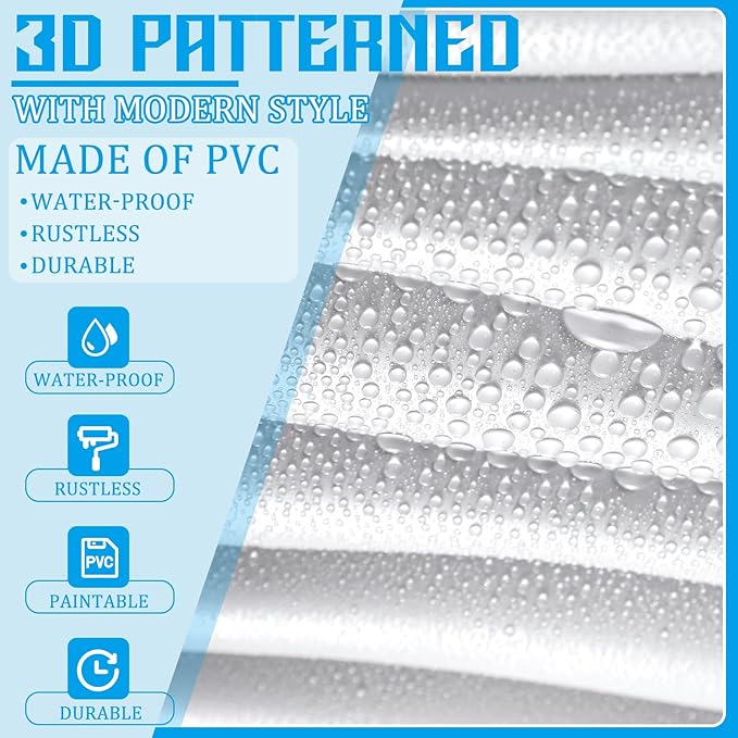 Chunful 30 Pcs 28.81 Sq ft 3D Wall Panels PVC Wave Design,11.8" x 11.8" Wall Panels Brick Wallpaper Waterproof for Interior Living Room Bedroom Decor(White)