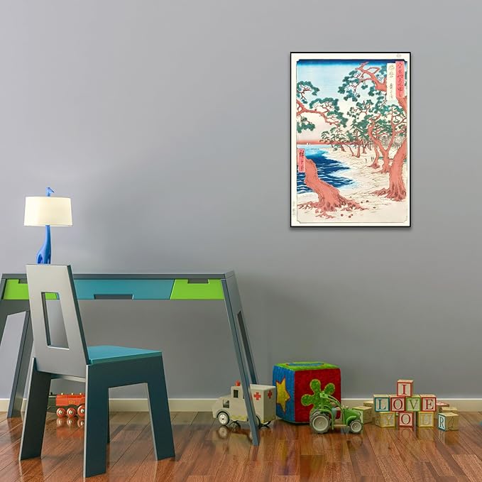 OKRA Utagawa Hiroshige Canvas Wall Art - Maiko Beach Poster - Japanese Wall Art Prints Nature Landscape Art Classic Art Reproductions Modern Home Wall Decor Unframed