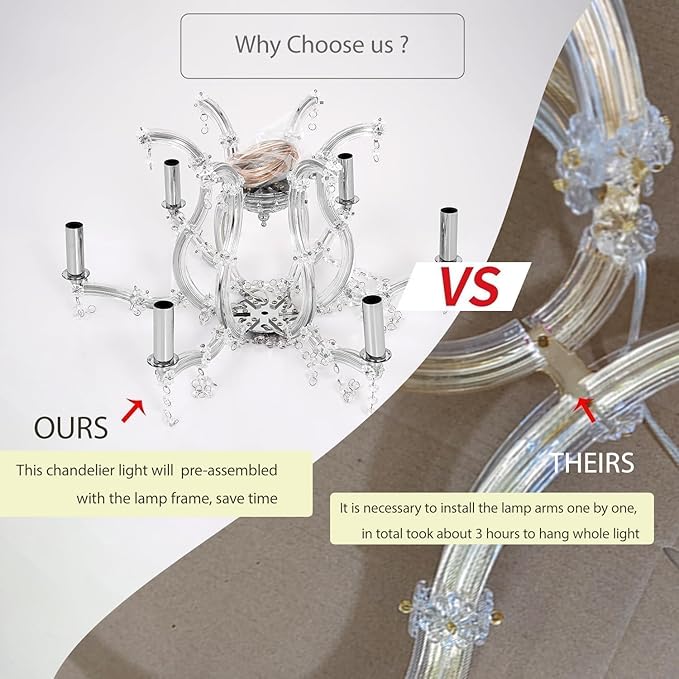 Modern Chrome Chandelier Light Fixture 8 Light Luxury Crystal Maria Theresa Chandelier Pendant Lighting Fixture for Dining Room,Bedroom,Living Room, W23.6*H22 with Adjustable Chain