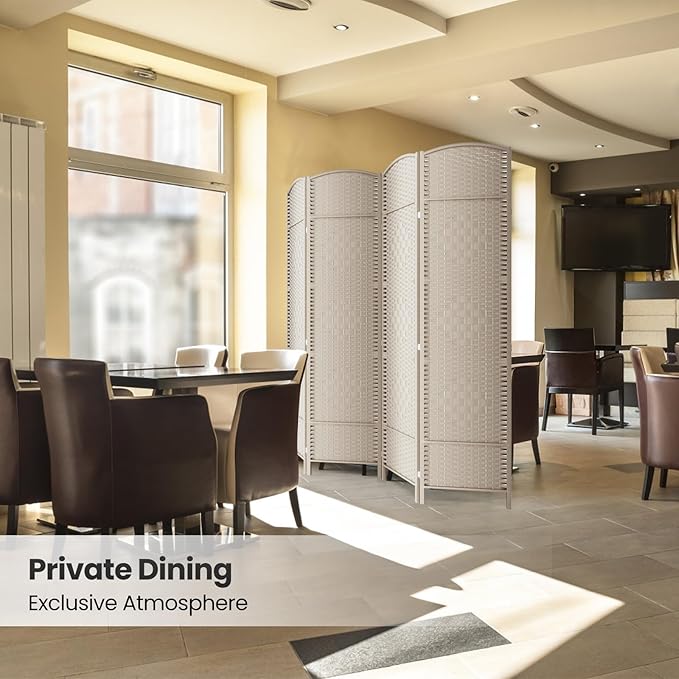 4 Panel Room Divider,6Ft Folding Privacy Screen,Tall - Extra Wide Foldable Panel Partition Wall Divider with Diamond Double-Weaved Hand-Woven Design Room Screen Divider