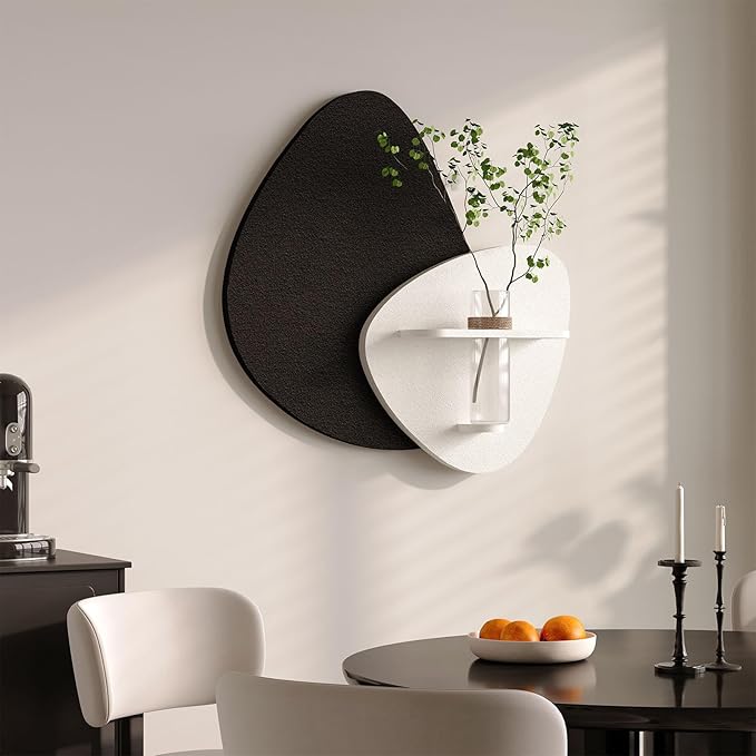 3D Textured Black and White Abstract Wall Art Decor with Vase, Modern Paintings Artwork for Walls-Minimalist Wall Decor for Living Room Hallway Dining Room Bedroom Office Decoration Aesthetic 24x24 In