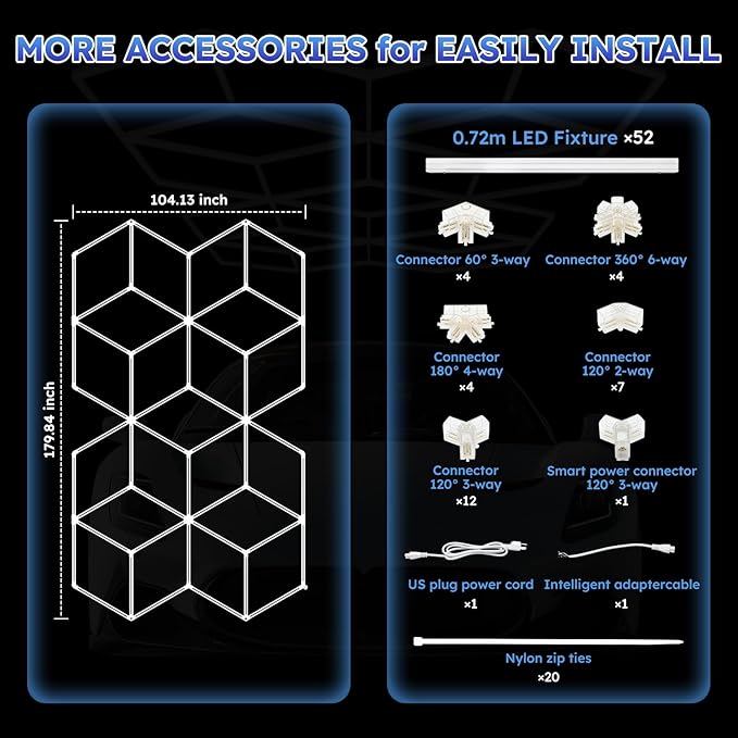 Large Hexagonal LED Lights - Overstock Hexagonal Lights for Garages, Stores, Conference Rooms, Auto Repair Shops