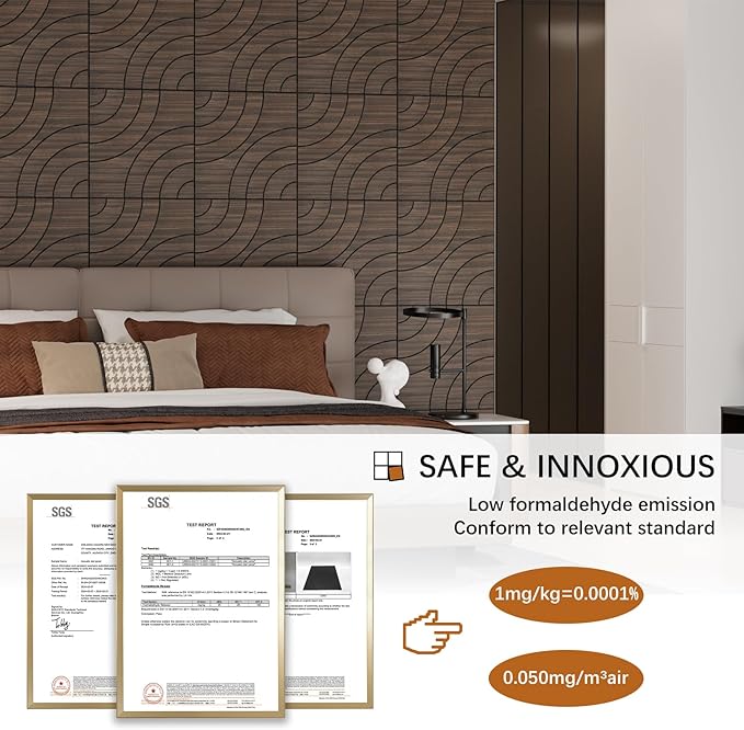 4 Packs Acoustic Wall Panels - Self-Adhesive 3D Wood Slat Wall Panel- Peel and Stick Sound Absorbing Panels for Noise Reducing - Feature Wall Decor for Home & Office